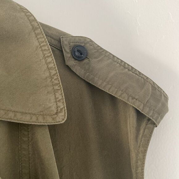 rag & born- Silk Light Weight Trench Wrap DressOlive Green Modern Ragged sz M - Picture 8 of 16